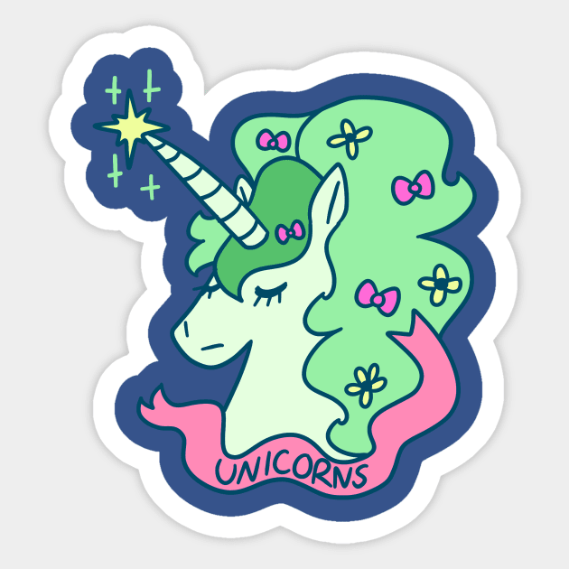 Green Haired Unicorn Sticker by saradaboru